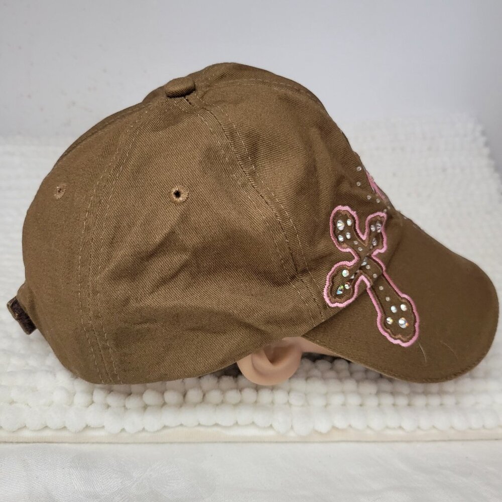M&F Western Baseball Hat Women's Bling Cross Glam Chic Brown Shiny rhinestones - Picture 5 of 9